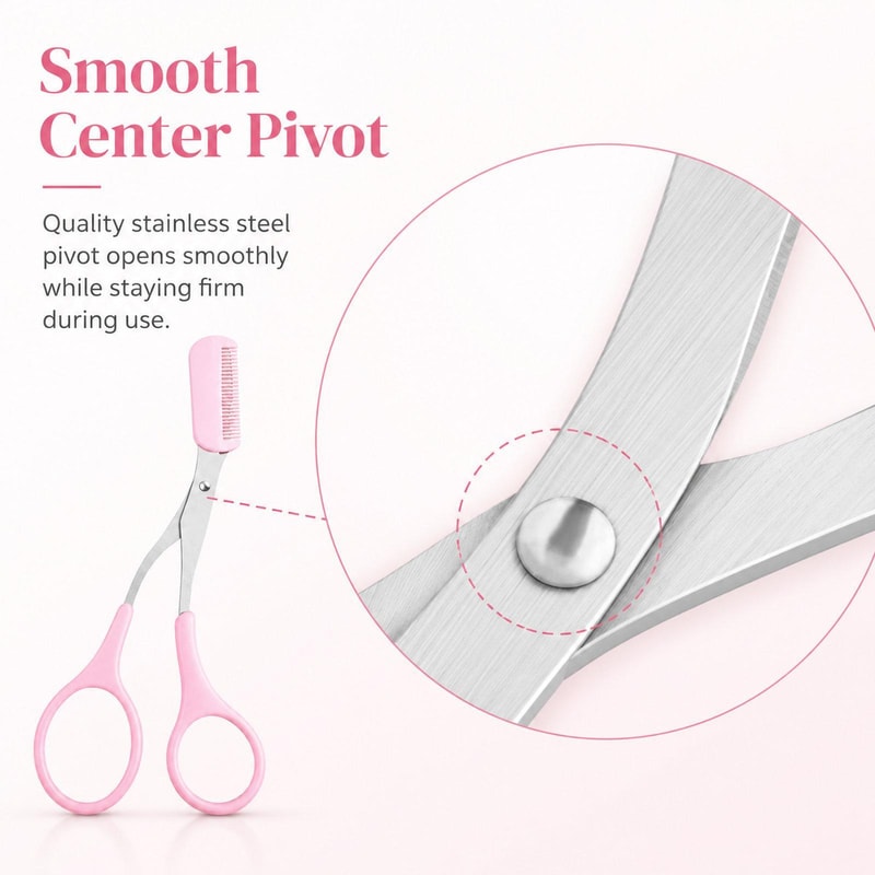 Precision BrowTrim 2 In 1 Eyebrow Scissors With Comb Stainless Steel Brow Shaping Tool 3