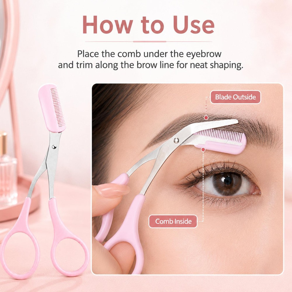Precision BrowTrim 2 In 1 Eyebrow Scissors With Comb Stainless Steel Brow Shaping Tool 4