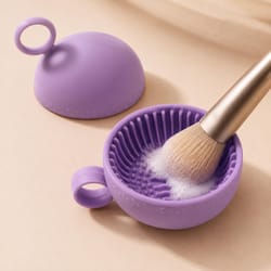 silicone makeup brush cleaner bowl travel scrubber cup with hanging loop