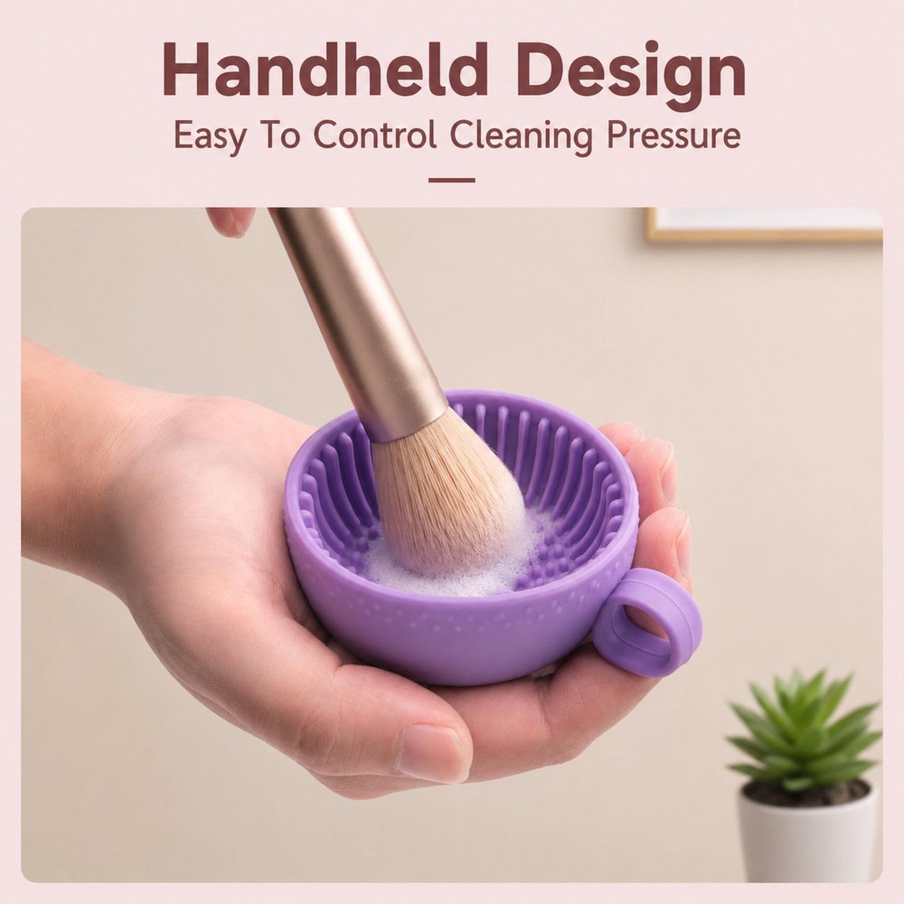 Silicone Makeup Brush Cleaner Bowl Travel Scrubber Cup with Hanging Loop