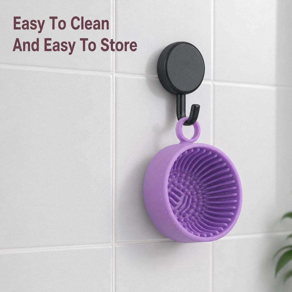 Silicone Makeup Brush Cleaner Bowl Travel Scrubber Cup with Hanging Loop