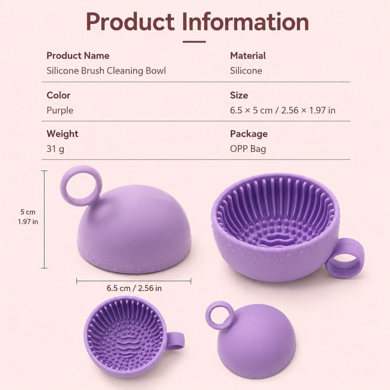 Silicone Makeup Brush Cleaner Bowl Travel Scrubber Cup with Hanging Loop