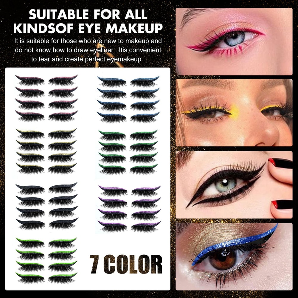 Waterproof Self Adhesive Glitter Eyeliner False Eyelash Stickers For Smoky Cat Eye Makeup 1