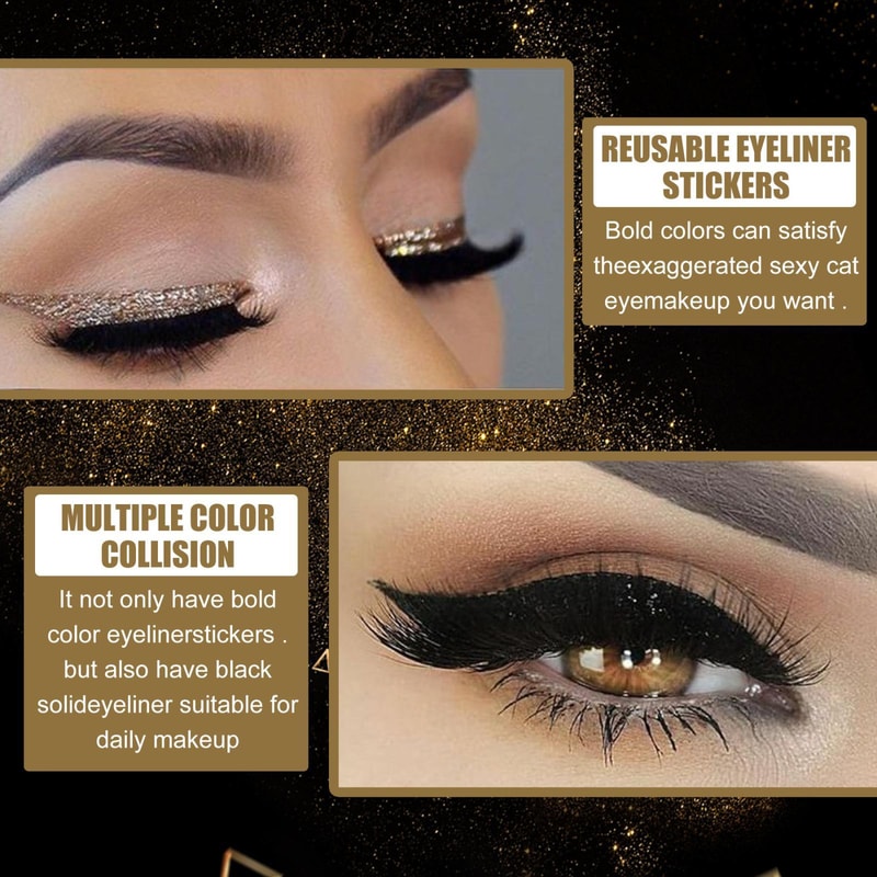 Waterproof Self Adhesive Glitter Eyeliner False Eyelash Stickers For Smoky Cat Eye Makeup 4