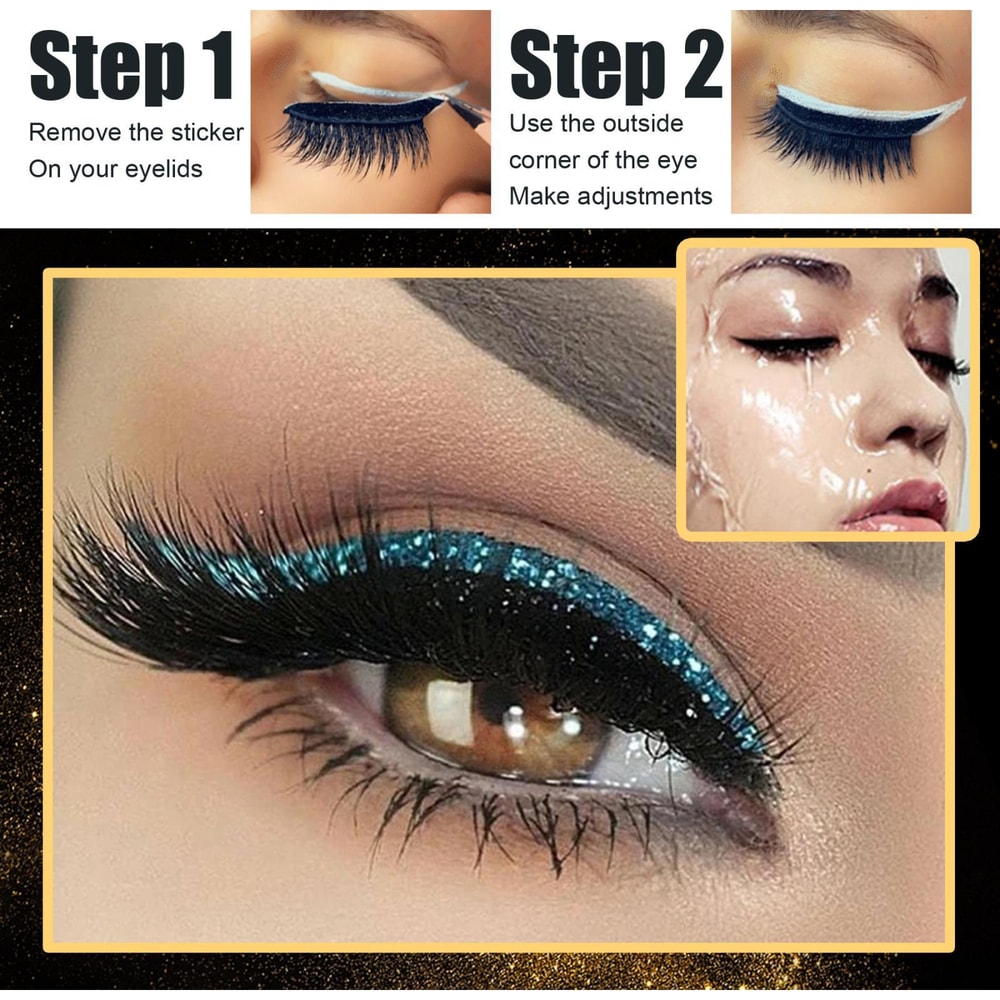 Waterproof Self Adhesive Glitter Eyeliner False Eyelash Stickers For Smoky Cat Eye Makeup 11