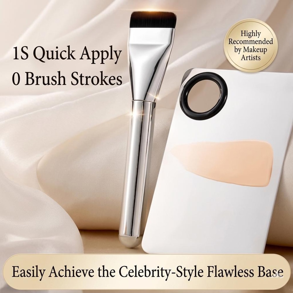 Flawless Blend 5 Piece Makeup Mixing Palette Foundation Spatula Set With Brush And Powder Puff 2