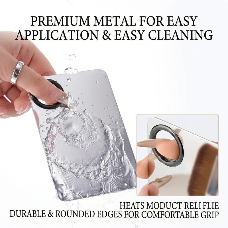 Flawless Blend 5 Piece Makeup Mixing Palette Foundation Spatula Set With Brush And Powder Puff 4