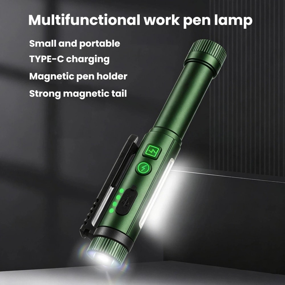 Magnetic LED Pen Flashlight Rechargeable Work Light With Rotating Clip For Inspection Outdoor Use 1