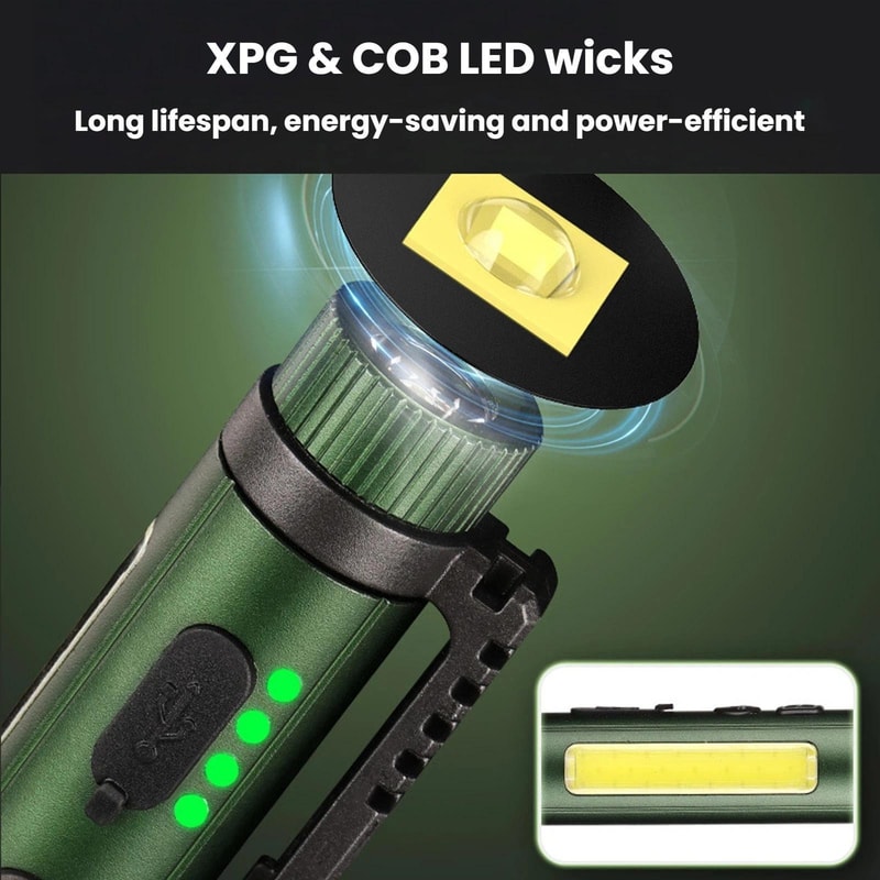 Magnetic LED Pen Flashlight Rechargeable Work Light With Rotating Clip For Inspection Outdoor Use 9