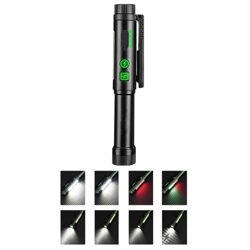 Magnetic LED Pen Flashlight Rechargeable Work Light With Rotating Clip For Inspection Outdoor Use 10