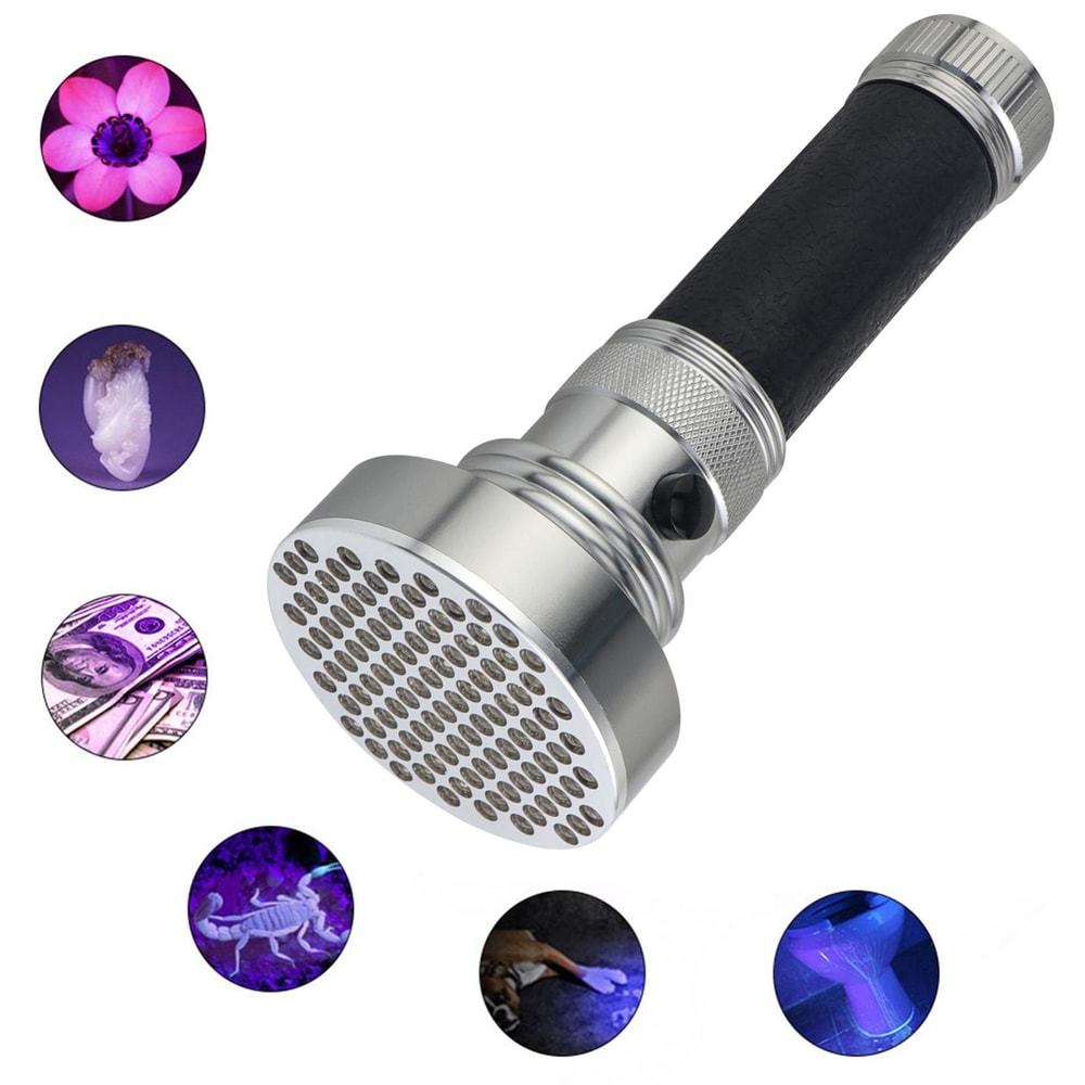 100 LED UV Flashlight Banknote Detector For Currency Verification Pet Stain Scorpion Detection 5