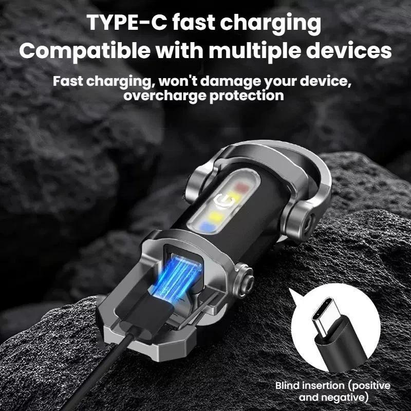 LumaClip Rechargeable LED Keychain Flashlight With 7 Modes For Camping Emergency Work Use 2