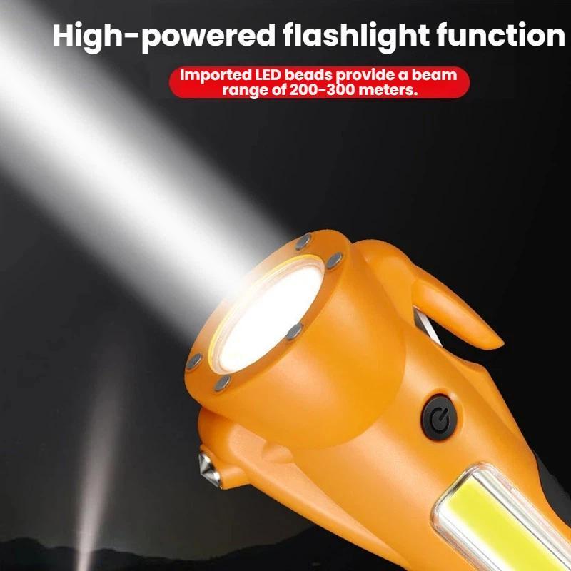 Magnetic COB Emergency Work Light With Safety Hammer Seatbelt Cutter 3