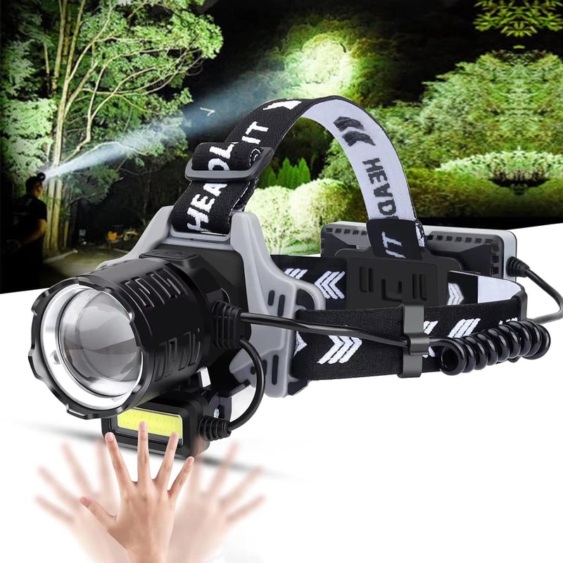 ZoomBeam Pro COB LED Headlamp With Motion Sensor Waterproof Long Range Headlight For Fishing Campi 8