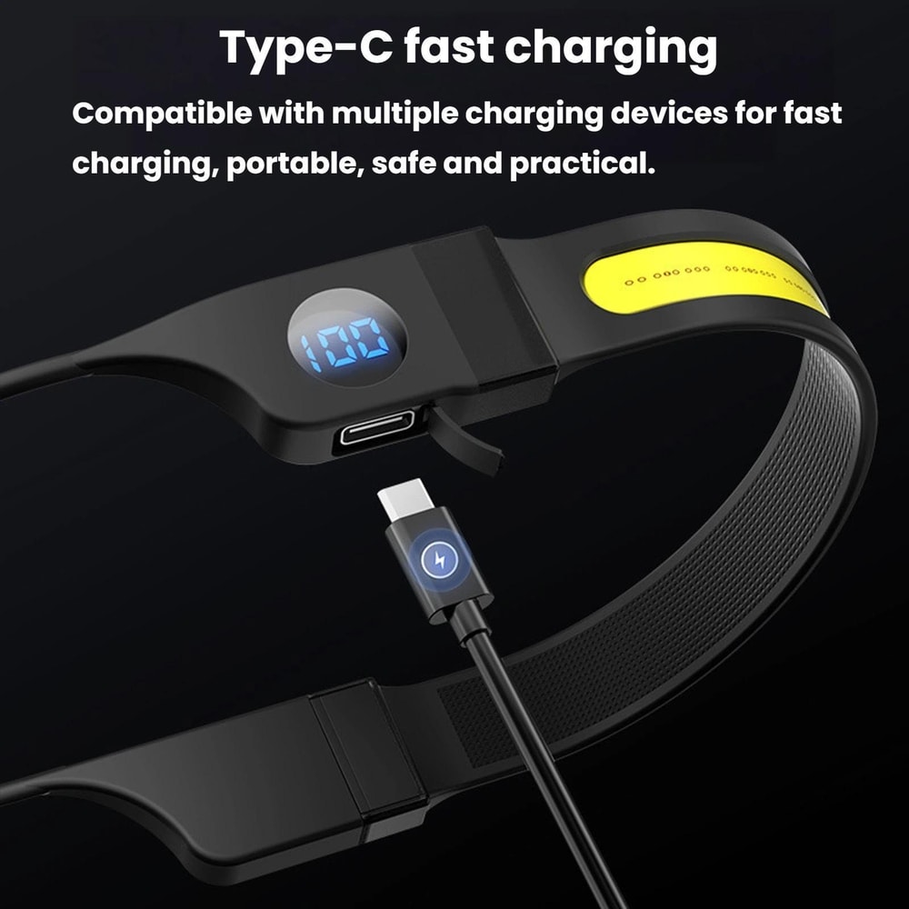 LumaFlex Rechargeable LED Headlamp with Digital Power Display & COB Wide Beam Light