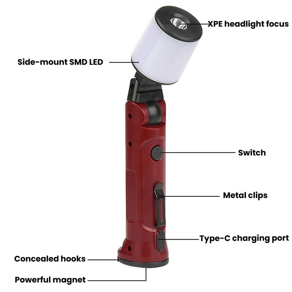 MagnaBeam Rechargeable COB Work Light With Magnetic Base Type C Charging Camping Flashlight 1