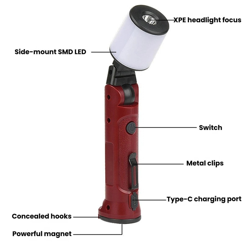 MagnaBeam Rechargeable COB Work Light With Magnetic Base Type C Charging Camping Flashlight 1