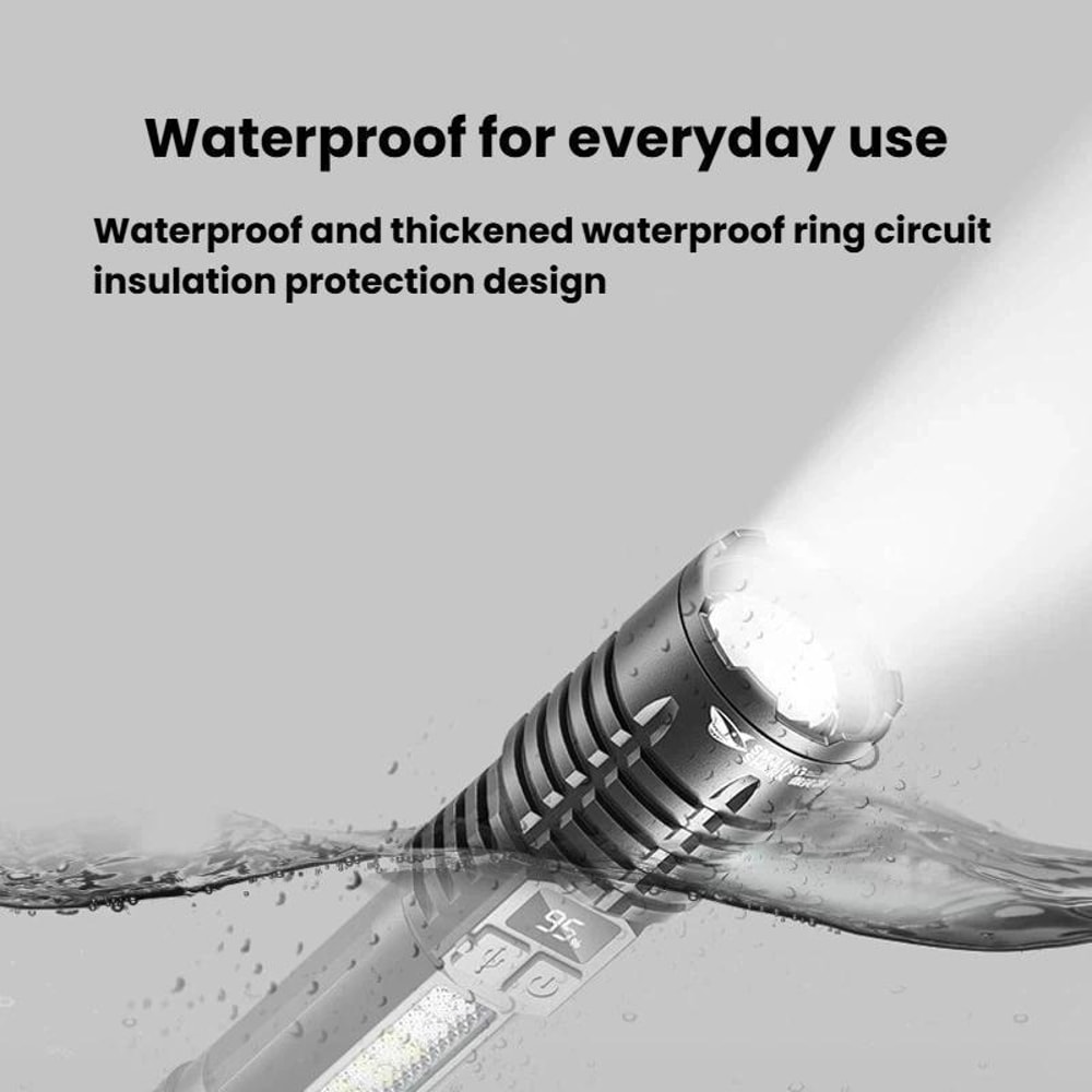 Rechargeable Zoomable LED Flashlight With Side Camping Light Emergency Warning Mode 6