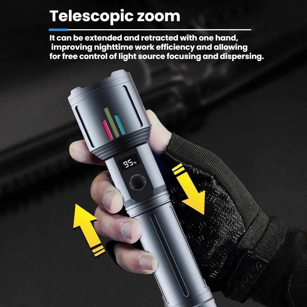 LumaStrike Pro Rechargeable Zoomable Flashlight With Power Bank Long Range LED Beam 2