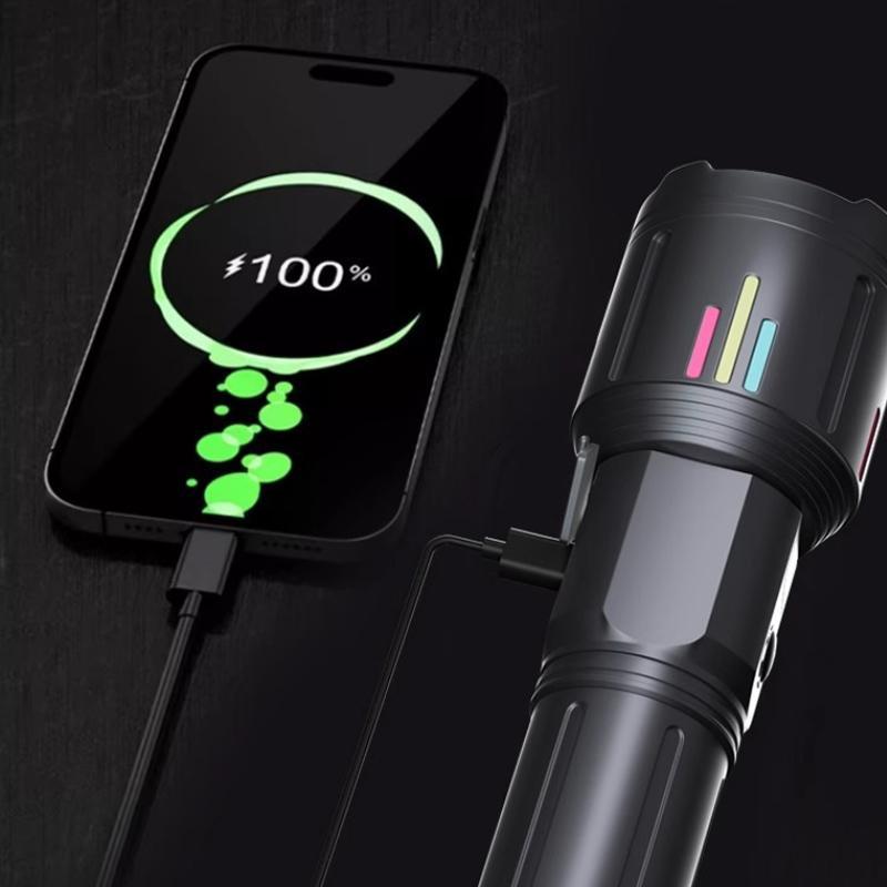 LumaStrike Pro Rechargeable Zoomable Flashlight With Power Bank Long Range LED Beam 8