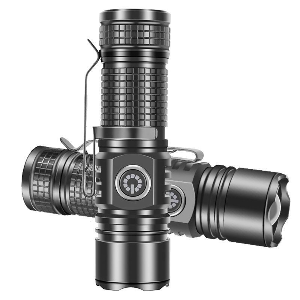 Mini USB C Rechargeable Long Range Flashlight With White Laser LED Magnetic Tail Zoom Focus 9