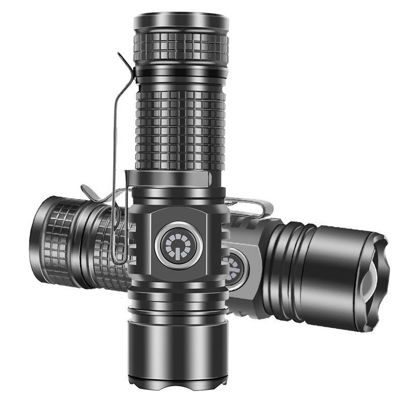 Mini USB C Rechargeable Long Range Flashlight With White Laser LED Magnetic Tail Zoom Focus 9