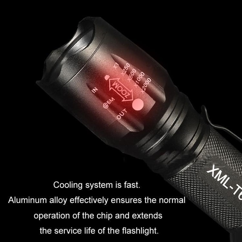 Cree T6 Zoom LED Flashlight Pen Clip Long Range Waterproof Tactical Torch 2