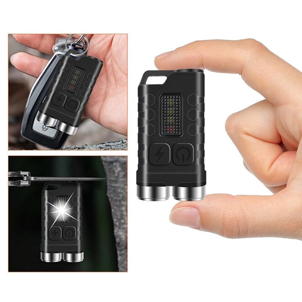 V3 Rechargeable Keychain Flashlight 900LM Mini EDC Torch With UV Light Magnet 2