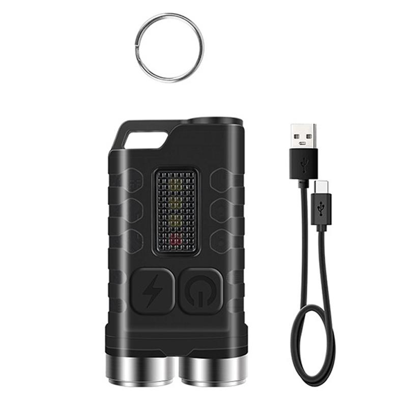 V3 Rechargeable Keychain Flashlight 900LM Mini EDC Torch With UV Light Magnet 0