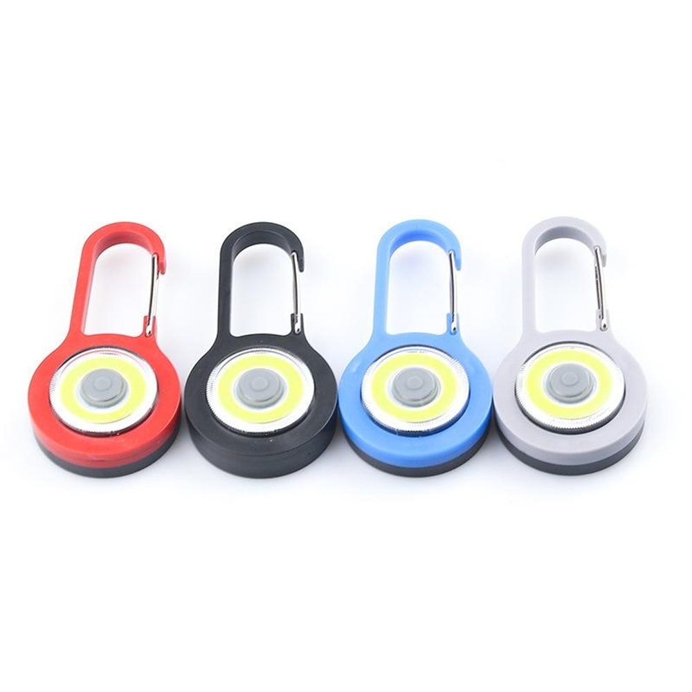 Mini COB Flashlight Keychain Carabiner Lights With SOS Mode For Camping Fishing Emergencies 0