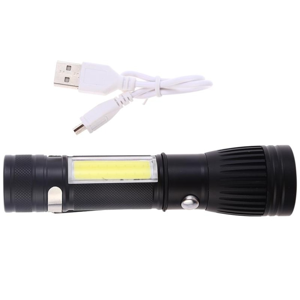 Compact USB Rechargeable LED Flashlight Torch Long Lasting Portable Light 2
