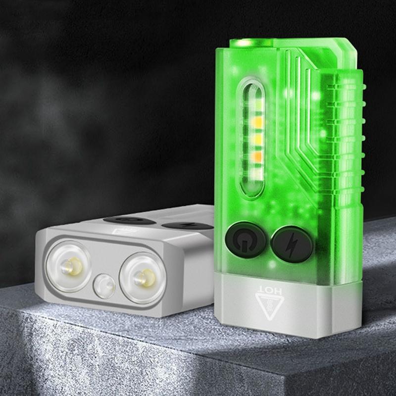 V10 Rechargeable Keychain Flashlight 1000LM Mini EDC Torch With UV Light Emergency Alarm 1