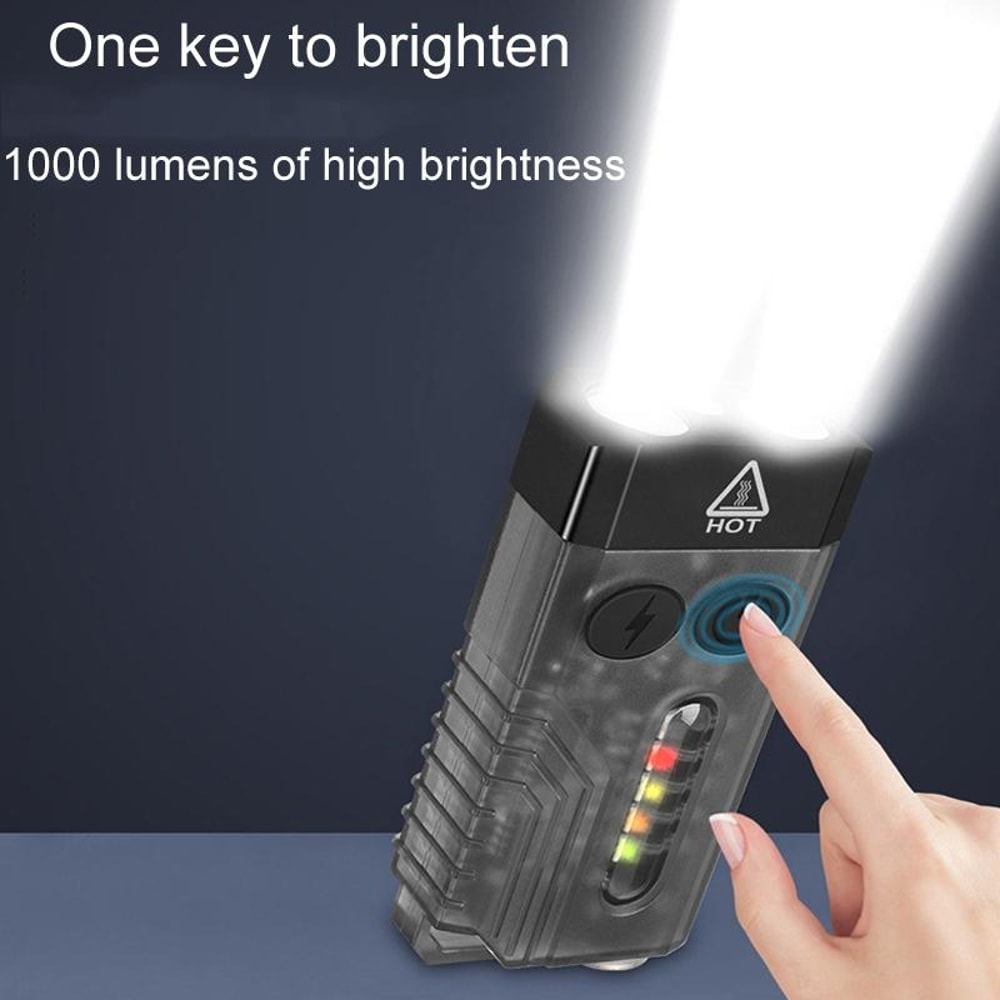 V10 Rechargeable Keychain Flashlight 1000LM Mini EDC Torch With UV Light Emergency Alarm 2