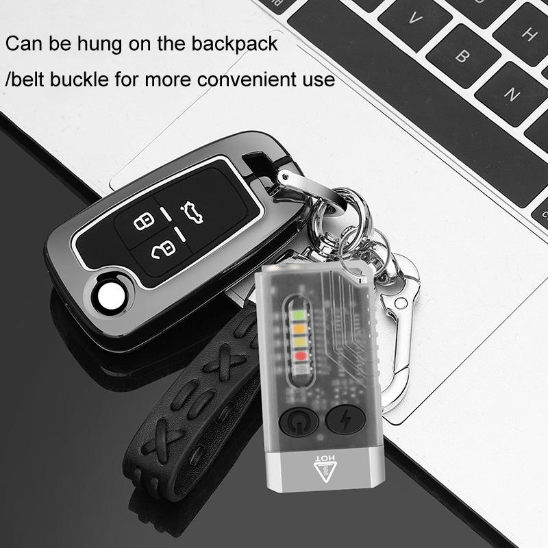 V10 Rechargeable Keychain Flashlight 1000LM Mini EDC Torch With UV Light Emergency Alarm 7