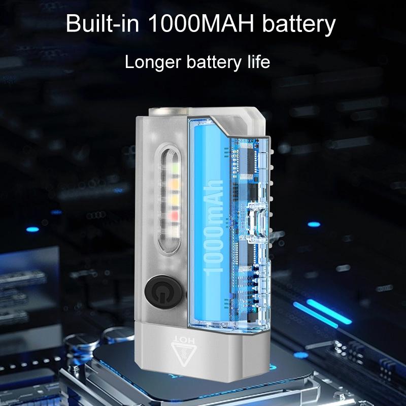 V10 Rechargeable Keychain Flashlight 1000LM Mini EDC Torch With UV Light Emergency Alarm 9