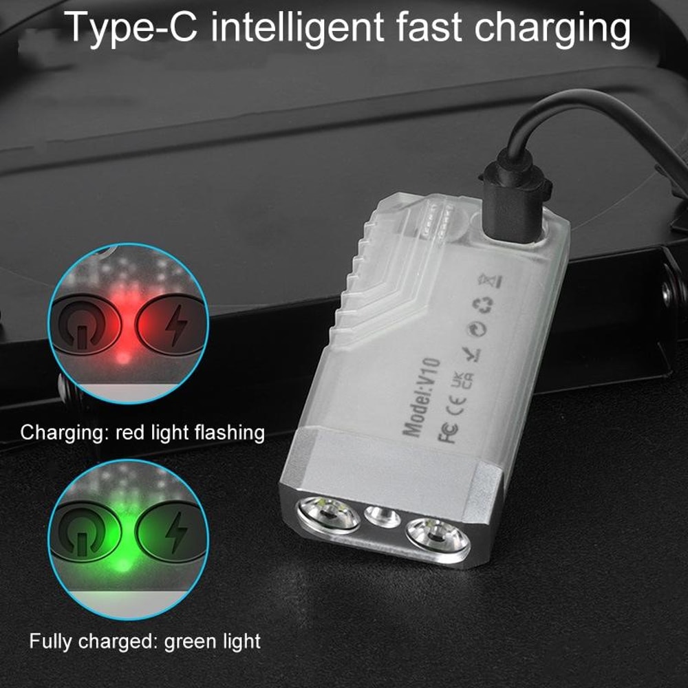 V10 Rechargeable Keychain Flashlight 1000LM Mini EDC Torch With UV Light Emergency Alarm 5