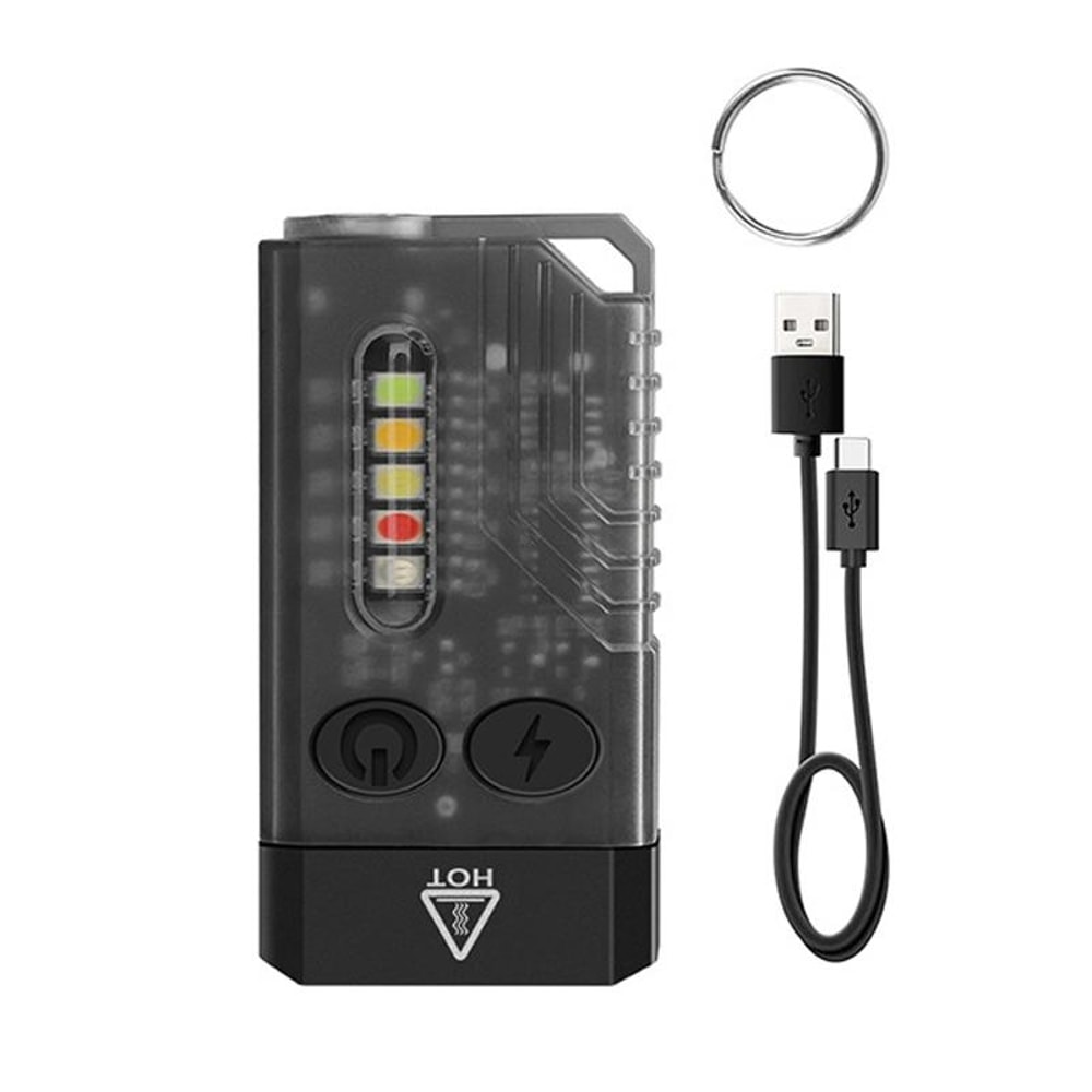 V10 Rechargeable Keychain Flashlight 1000LM Mini EDC Torch With UV Light Emergency Alarm 11