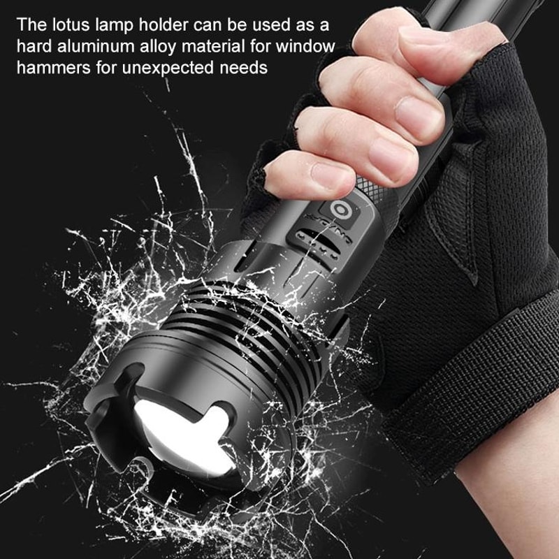 Tactical USB Rechargeable Outdoor P90COB LED Flashlight With Power Display 7 Level Adjustable Brig 12