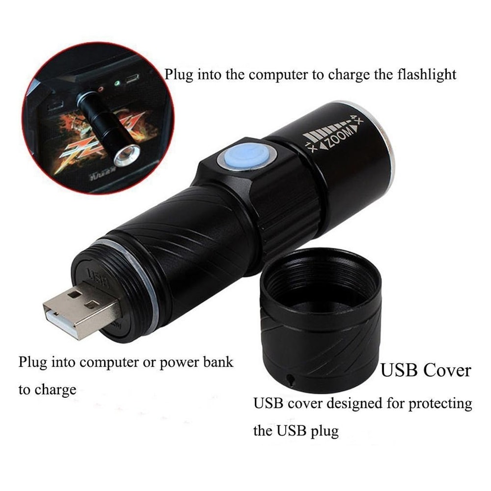 Premium Compact LED Zoom Flashlight White Light Tactical Torch For Outdoor Cycling Emergency 2