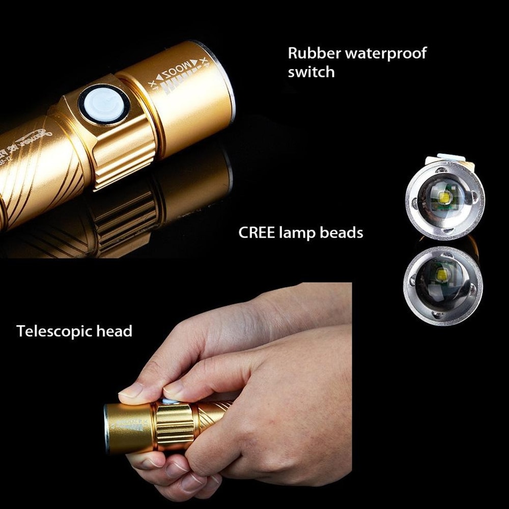 Premium Compact LED Zoom Flashlight White Light Tactical Torch For Outdoor Cycling Emergency 8