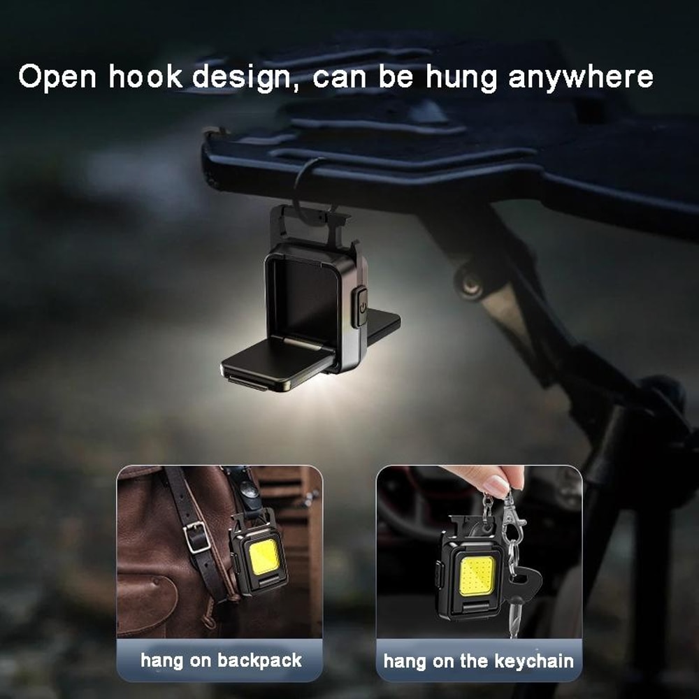 Portable Mini COB Keychain Flashlight USB Rechargeable Bright Camping Light 7