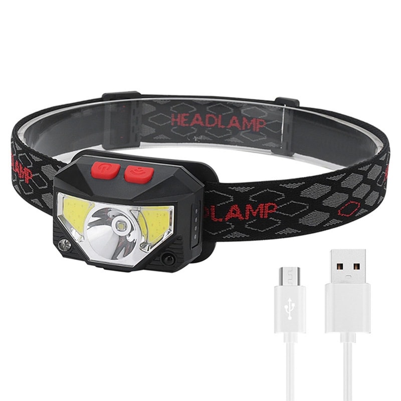 Premium USB Rechargeable Headlamp With Induction Sensor Dual XPG COB Lighting 1
