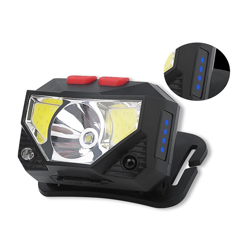 Premium USB Rechargeable Headlamp With Induction Sensor Dual XPG COB Lighting 2