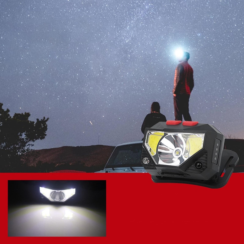 Premium USB Rechargeable Headlamp With Induction Sensor Dual XPG COB Lighting 5