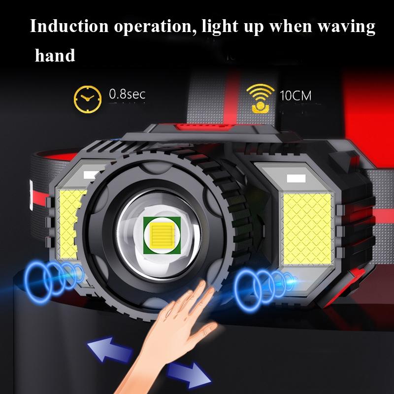 UltraBeam 1000LM LED Headlamp USB Rechargeable Motion Sensor Zoom Flashlight 3