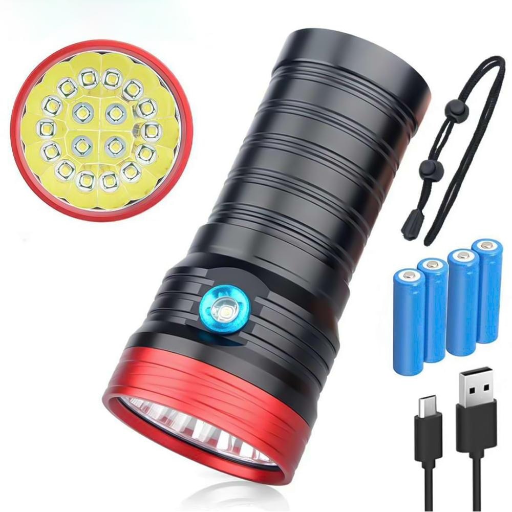 DB18 UltraBeam 18 T6 High Power LED Tactical Flashlight With USB Rechargeable Battery Set 2