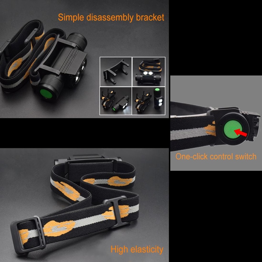 2400LM USB Rechargeable Waterproof LED Headlamp With Adjustable Beam 5