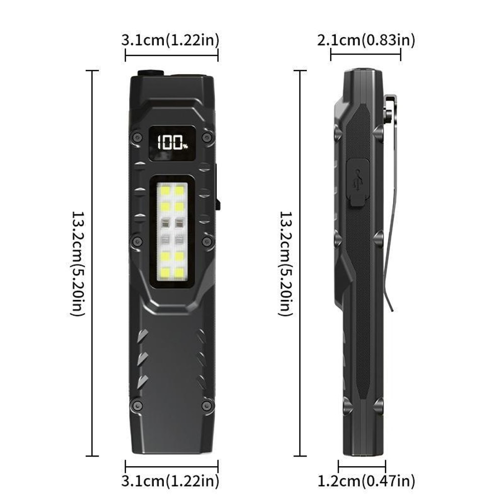 Outdoor Rechargeable Mini Tactical EDC Flashlight With Pen Clip Multi Mode LED 6