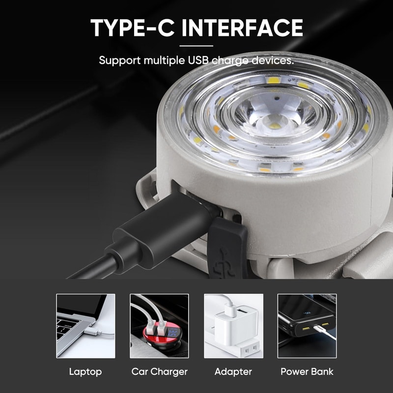 All In One USB Rechargeable Headlamp COB Light Strong Bright Cycling Outdoor Headlight 5