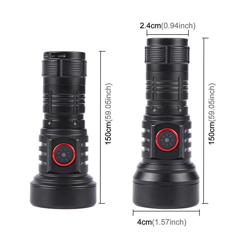 1000LM USB Rechargeable LED Flashlight With Red Light Mode Type C Fast Charging 7